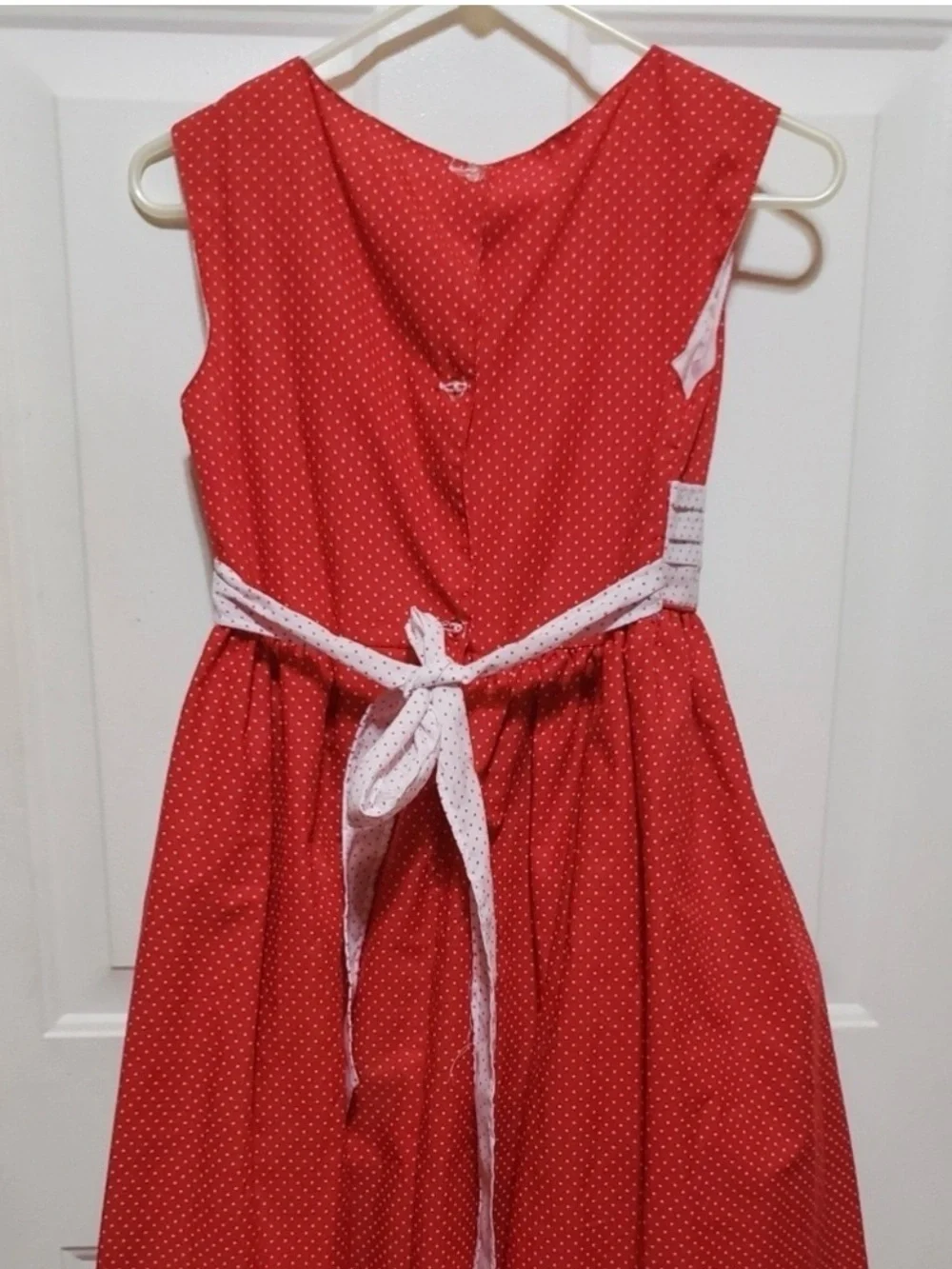 Vintage NOS Girls Size 12 Red White Polka Dot Party Dress Crinoline New